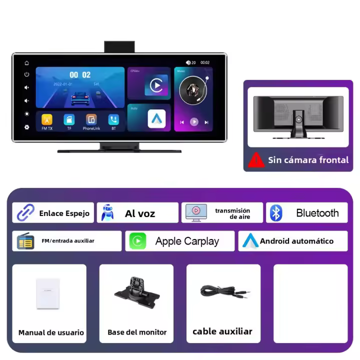 Cámara De Coche 4K 11.26'' Con Wireless Carplay Y Android Auto GPS Navegación Doble Lente Grabadora De Video De Dashboard WiFi 5G Y Cámara Trasera - 1