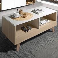MOMMA HOME Mesa Centro ROAU con Cajón, Mesita de Salón o Comedor, Acabado en Roble y Blanco, Medidas: 90.5 x 44.5 x 40.5 cm Raíz Mesas de Centro y auxiliares Inicio Muebles de Salón y Hogar Momma Home - details 0