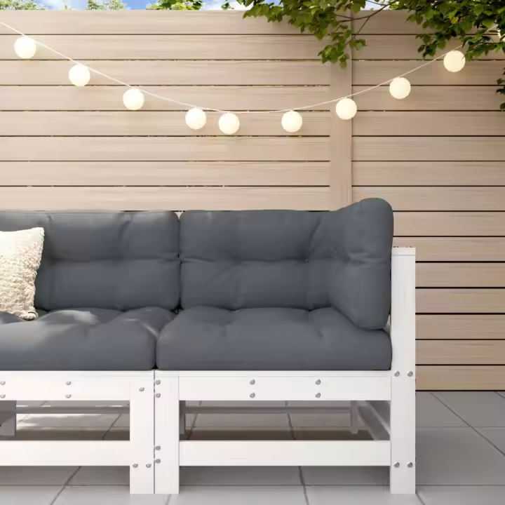 Sofá de Esquina de Jardín Blanco en Madera de Pino - 1