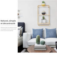 Estante de pared de madera maciza de 3 capas, estante de partición de hierro para pared del hogar, estante de almacenamiento creativo 40×23×12CM - details 4