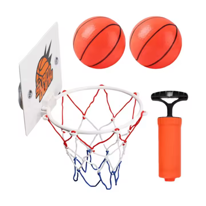 Anillo De Baloncesto Interior Para Niños Y Niñas Con 2 Bolas Juguetes De Ventosa Para Puerta Y Habitación Hoja De Repaso - 1
