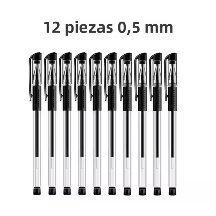 Lápices De Gel De Gran Capacidad 12 Piezas Punto Fin 0.5mm Azul Para Escuela Y Oficina Sin Recarga Estación De Trabajo - 1