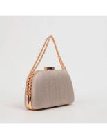 Bolso de mano tipo clutch plata eventos bodas color champan - details 1