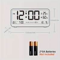 Reloj De Alarma Digital Multifuncional Con Pantalla LED Ajustable Brillo Temperatura Y Humedad Modo Doble Moderno Estilo Geométrico Plástico - details 1