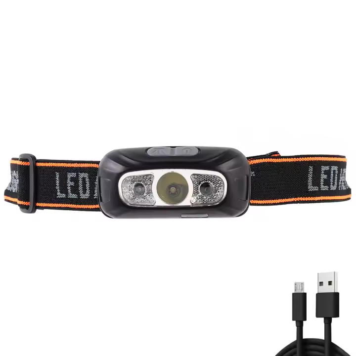 Linterna Frontal Recargable USB Para Casco Lámpara De Camping Pesca Y Trabajo Al Aire Libre Con Sensor Y Luz LED 180° Ángulo De Haz - 1