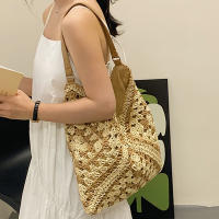 Bolso de hombro tejido de paja para mujerbolso de mano de tamaño mediano con asa para vacaciones en la playaPopular - details 10