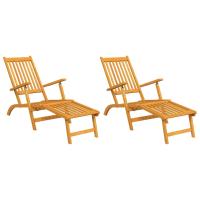 vidaXL Silla de jardín con reposapiés y mesita madera maciza de acacia Modelos de sillón, Sillón ( 2 uds), Armario + mesa Sillas de Exterior Ideal para jardín, playa, piscina, terraza Tumbona Piscina Tumbonas Playa Tumbonas Jardín Exterior - details 3