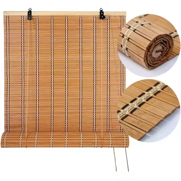 Persiana Enrollable Bambú Natural,Estor de bambú,Toldo Vertical,Balcón Privacidad Cortinas,Cortina Opacas,para Puertas/Ventanas/Balcones,Personalizable - 1
