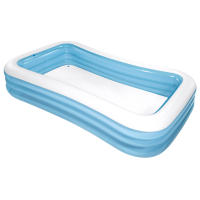 INTEX - Piscina hinchable rectangular azul, 305x183x56 cm, 1.020L. Para niños desde 6 años, con 3 cámaras de aire, tapón de desagüe y parche. Verano, jardín, juego acuático, resistente, familiar, segura, vinilo duradero, fácil montaje, diversión - details 0