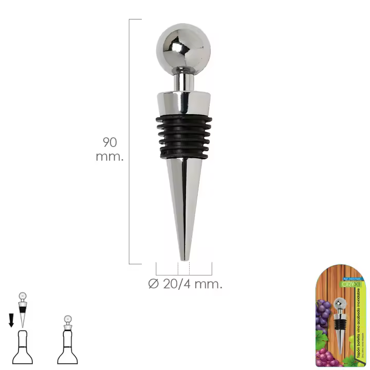 SANCO STORE - ORYX Tapon Botella Vino Acabado Inox - 1