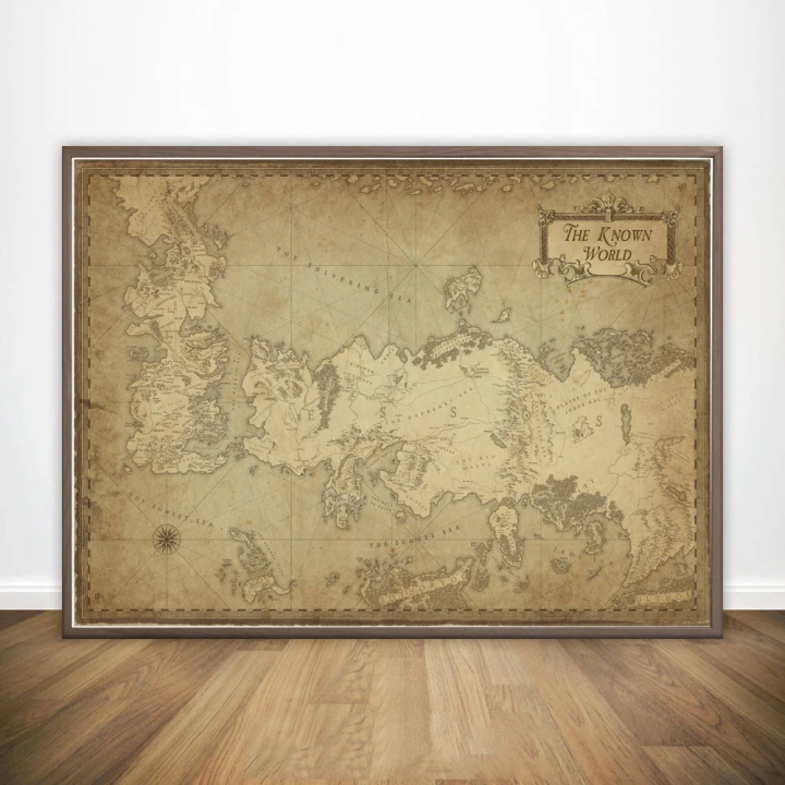 Mapa De Westeros De Juego De Tronos Arte En Lienzo Decoración De Pared Para Sala De Estar Regalo Para Enthusiasts De Decoración Del Hogar