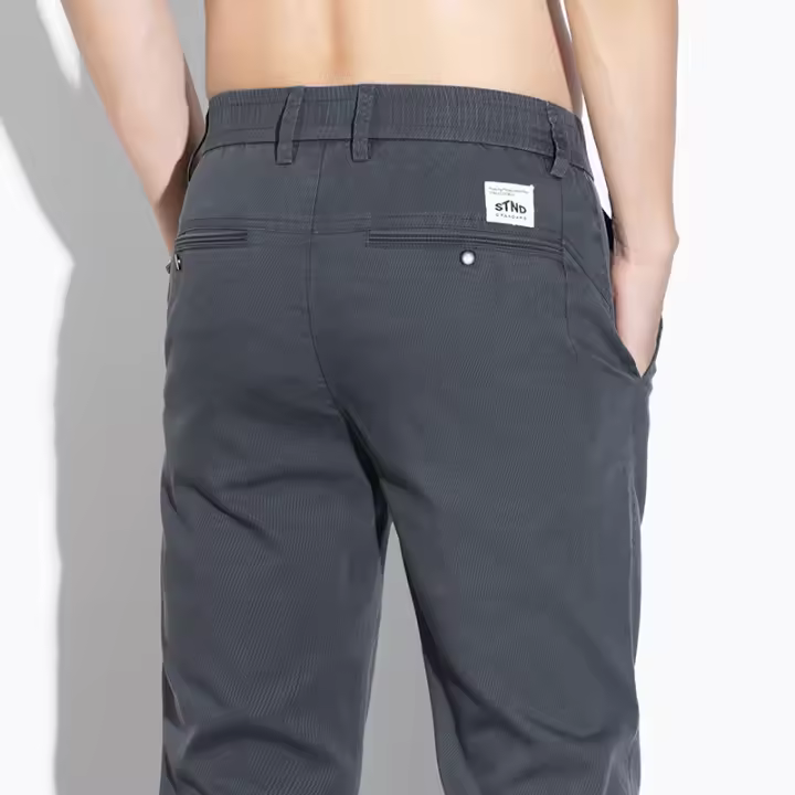 Pantalones Casuales Para Hombre Verano 2024 Lyocell Estirables Ligeros Y Suaves Moda Negocios Transpirables Pantalones Slim De Cierre De Cremallera - 1