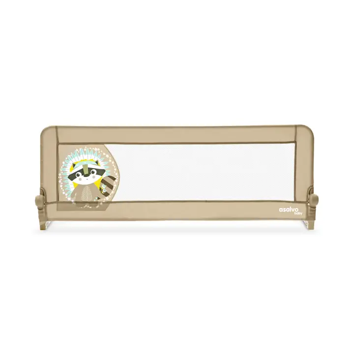 Asalvo Barrera de Cama Nido o Estándar 2-1 de 150cm Mapache - Sistema Abatible, Correas de Seguridad, Tejido Lavable y Bolsa de Transporte Incluida - 1