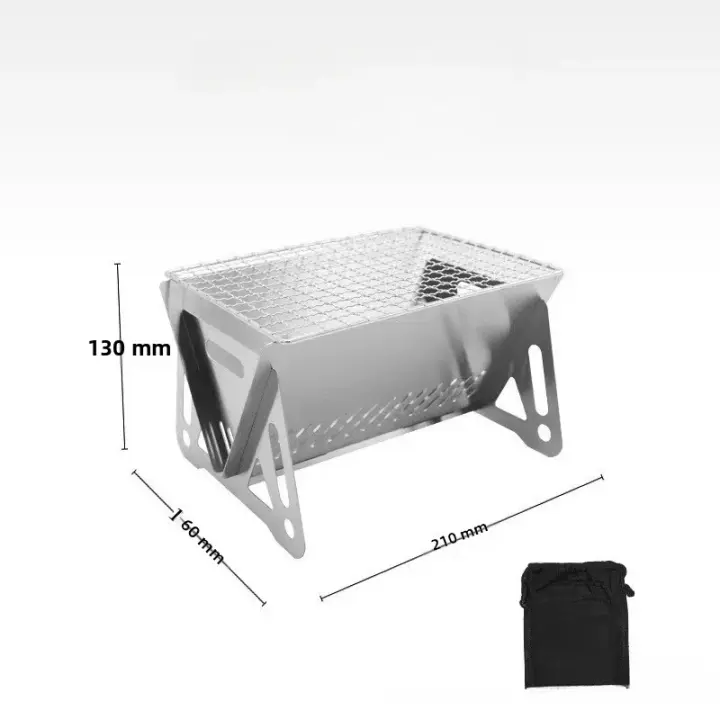 Barbacoa Multifuncional De Acero Inoxidable Para Camping Y Viajes Con Plegable Grid De Madera Para Estufa Y Cocina - 1