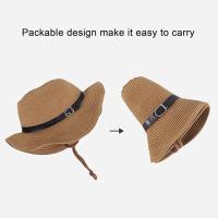 Sombrero de Panamá de paja unisex, Sombrero de Playa, Sombrero de Vaquero Occidental plegable, Sombrero de Cubo de paja de Ala Ancha con Correa ajustable para la Barbilla. - details 2