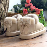 Botas De Tobillo Lindas Y Cálidas Para Mujer Con Lazo De Plush Nueva 2024 Impermeables Con Algodón Y Peluche Adecuadas Para Invierno Y Primavera - details 1