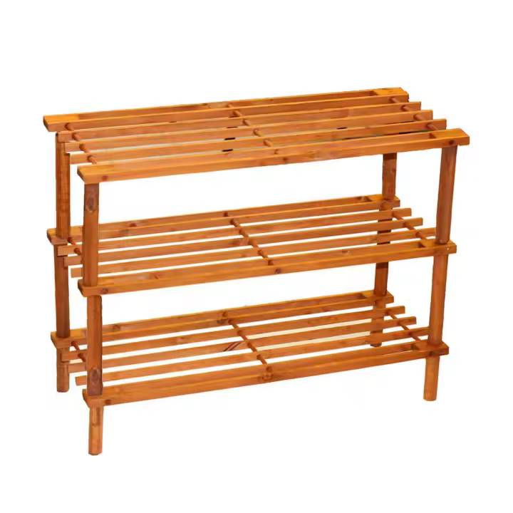 EasySpeed Zapatero de Madera con 3 Alturas,Soporte para Calzado, Almacenamiento Toallas, Ropa, Medidas 63 x 48,5 x 26,5 CM Color Cerezo - 1