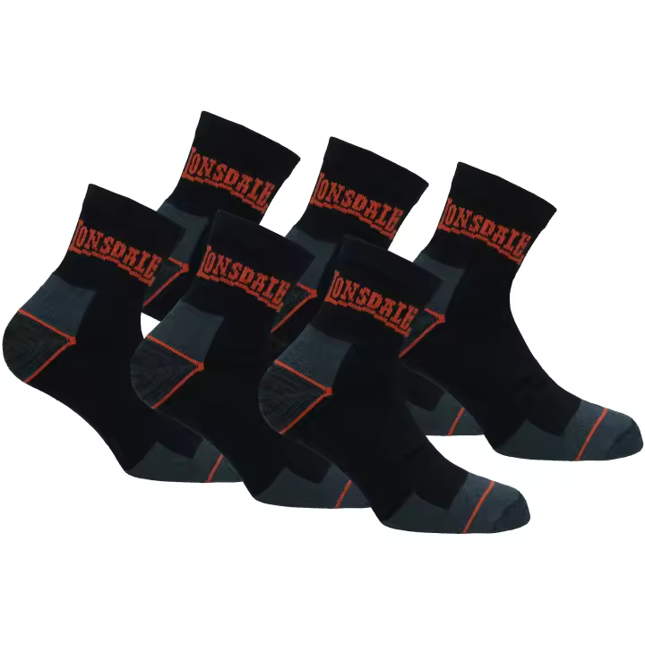 Lonsdale 6 Pares Calcetines Quarter Trabajo- Refuerzo Puntera Talón - Esponja Algodón - 1