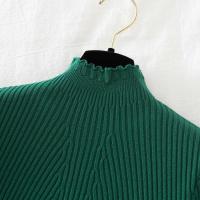 Suéter De Mujer Con Volantes Y Cuello Bajo Largo Manga Larga Tejido Básico Solido Rayado Para Otoño Invierno Top Casual - details 32