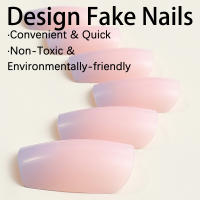 24pcs/set Uñas Postizas Cortas En Gradient Nude Rosa Jalea Brillante Estilo Cuadrado Ballet Frances Reutilizables Press on Falsas Uñas - details 42