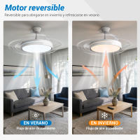 Lámpara de techo con ventilador invisible inteligente (ventilador de 30 W + luz de 60 W 5600 lm), control remoto silencioso, 6 velocidades ajustables, 3 temperaturas de color, motor reversible, para dormitorio y sala de estar. - details 1