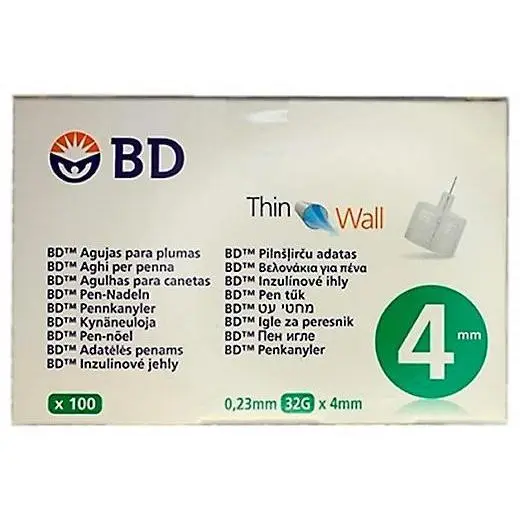 Aguja B.D. Pluma Insulina 4Mm 100 Uds - 1