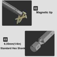 Juego De 10 Piezas De Llaves Allen De 1/4" Hex Head Broca De 100mm Largo S2 Acero Brocas Métricas Destornillador Multifuncional Antideslizante Magnético - details 6