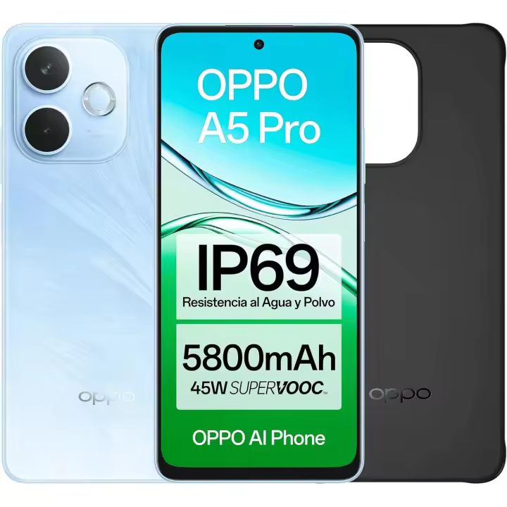 OPPO A5 Pro 4G - Smartphone Libre con IA, 8GB RAM + 256GB, Pantalla 6.67" 90Hz, Cámara 50MP, Batería 5800, Carga Rápida 45W, Versión Española, Funda incluida - 1