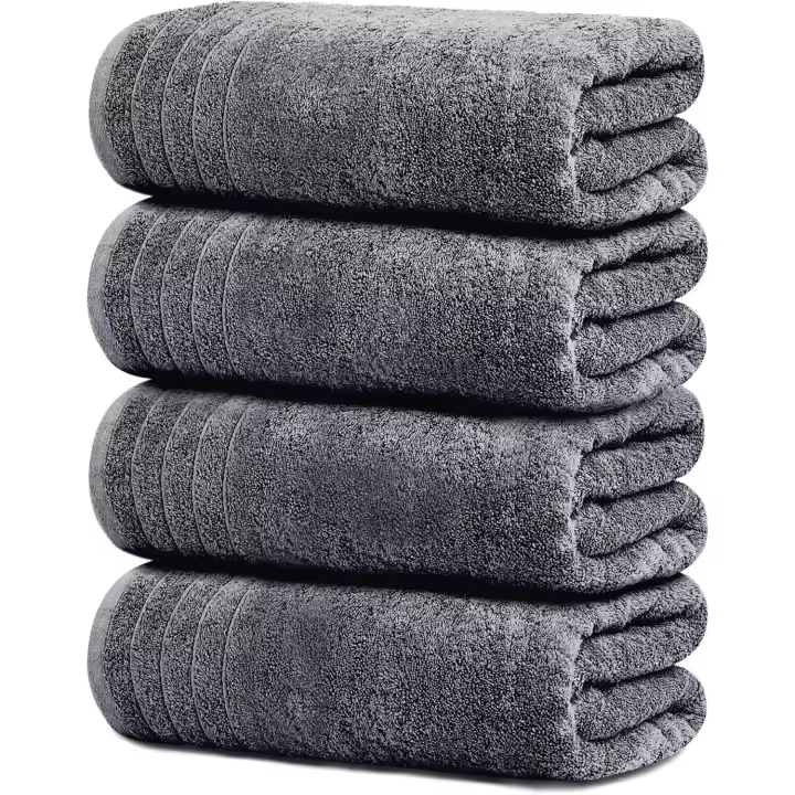Juego de 4 - Toallas de baño para adultos suave, juego de Toallas de Baño de Lujo - Gris, Azul - 1