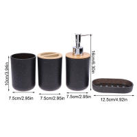 Porta Cepillo De Dientes Negro De Plástico Con Tapa De Bambú Dispensador De Loción Caja De Jabón Accesorios De Baño - details 15