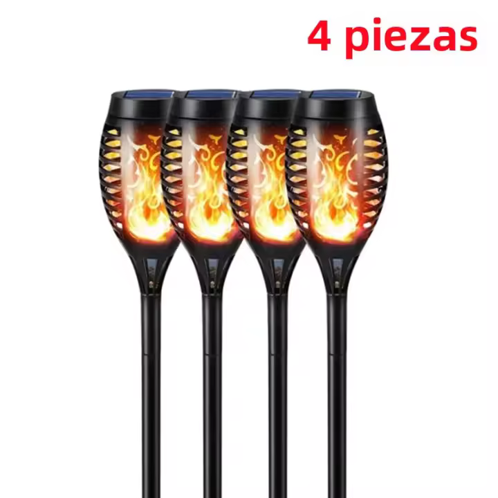 Lámparas Solares De Torcha Con Luz De Flamante 1/2/4 Piezas Impermeables Para Decoración De Jardín Exterior Camino Patio - 1