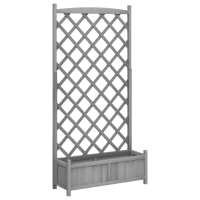 vidaXL Jardinera con enrejado madera maciza de abeto Color Marrón,  Gris,  Negro y mas - details 2
