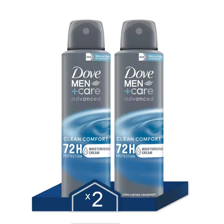 Dove Men +Care Desodorante Clean Comfort Protección 72h 150ml - Pack de 2 - 1