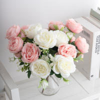 Bouquet De Flores Artificiales De Seda Peony 30cm Blanco Para Decoración De Hogar Navidad Boda Oficina Fiesta DIY - details 3