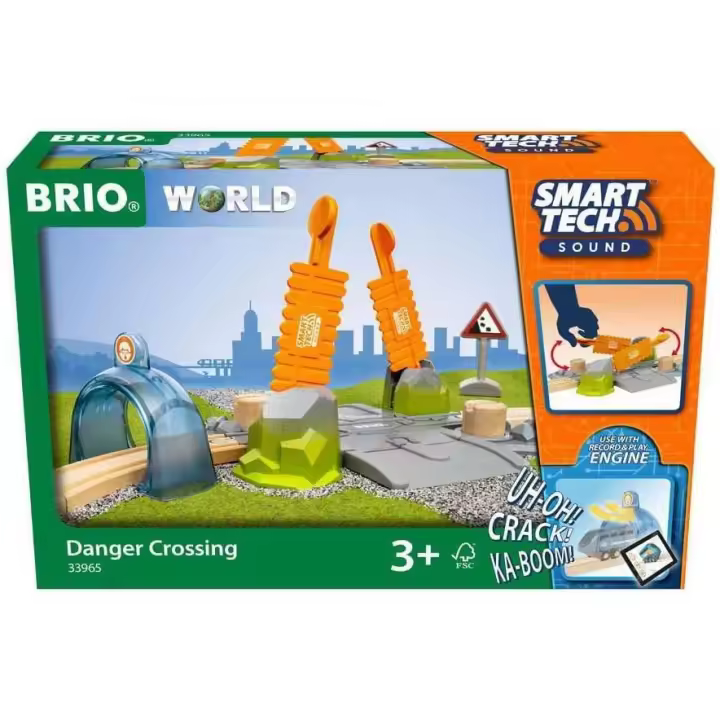 Cruce de Peligro Smart Tech Sound - Accesorios para Circuito de Tren BRIO - Aplicación - Locomotora y Tùneles de Acciòn - Programar y Personalizar los Sonidos y Colores - 33965 BRIO - 1