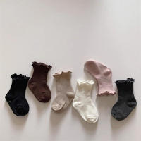 5 Pares De Calcetines Infantiles Coreanos Con Estilo Flare En Algodón Sólidos Para Niñas Calcetines Cortos En Tubo Para Niños - details 1
