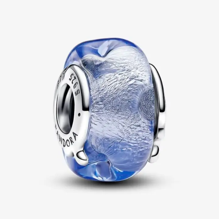 Pandora Charm de Colgante en Plata de Lei Encanto de Vidrio Murano Azul Ondulado 793426COO,Incluye Caja Original - 1