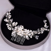 Diadema De Boda Con Flor De Cristal Y Perla Peine Para El Cabello Accesorios De Joyería Para Fiesta Y Celebraciones - details 6