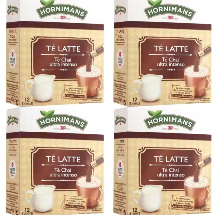 4 cajas de  Te Latte Chai ultra intenso soluble , 12 sobres Hornimans 8410091066076 - 1