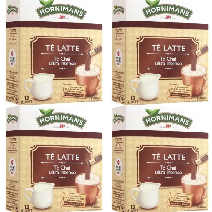 4 cajas de  Te Latte Chai ultra intenso soluble , 12 sobres Hornimans 8410091066076 - 1