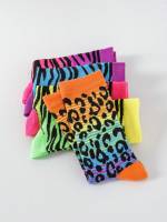5 Pares De Medias De Moda Para Mujer Con Estampado De Leopardo Colorido Media Calf Mid-Tube Para Todas Las Estaciones - details 2
