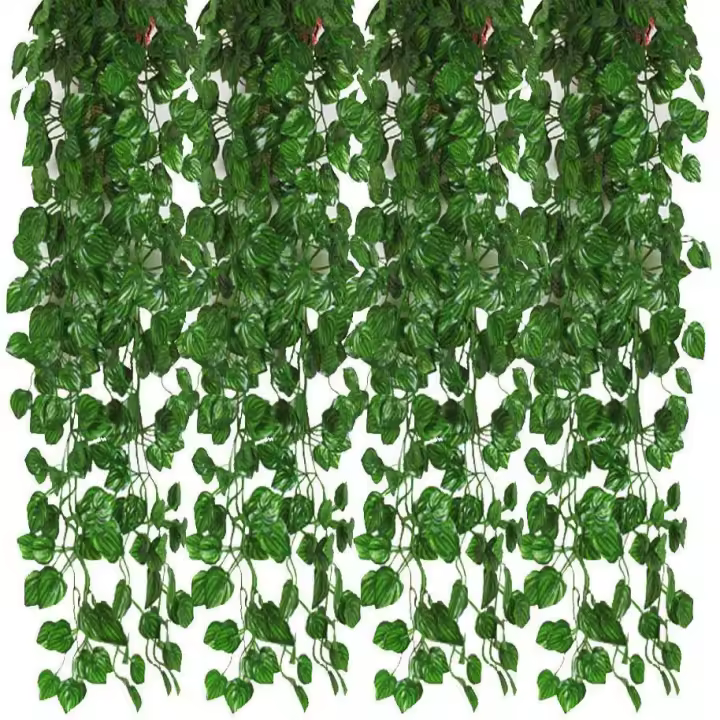 Guirnalda de hiedra Artificial de 12 piezas, hojas de vid, plantas verdes, plantas falsas colgantes para FONDO DE BODA, arco de pared, fiesta de jungla - 1