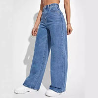 Nuevas Jeans Para Mujer 2024 High Waist Wide Leg Pantalones De Largo Cintura Alta Adelgazante Estilo Europeo Y Americano Ropa De Moda Casual Con Bolsillos - details 8