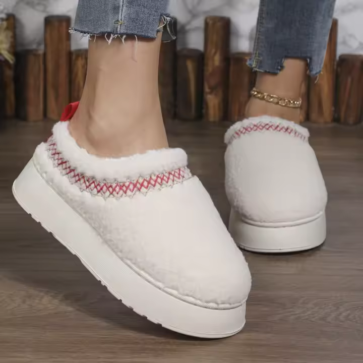 Botas De Nieve Para Mujer Con Suela De Cashmere Grueso Y Plataforma Botas Cortas De Algodón Con Flip-flops Planas Cierre De Cordón Suela De Goma Talla Única - 1