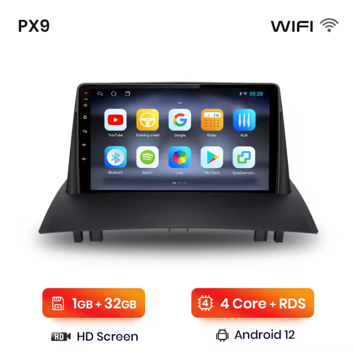 AWESAFE inalámbrico CarPlay Android Auto Radio para Renault Megane 2 2002 2003 2004 2005 2006 2007 2008 2009 coche reproductor multimedia GPS 2 din autoradio volante controles RDS Bluetooth - 1
