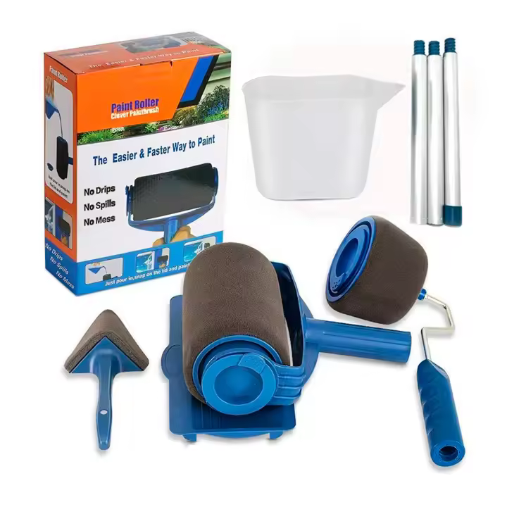 Juego completo de rodillos para pintar sin goteo | Rodillo Recargable con palo extensible | Kit de Rodillo de pintura con depósito integrado, antigoteo, no ensucia, fácil de usar | Muy útil en lugares de acceso difícil | Marca RevolutionLine - 1