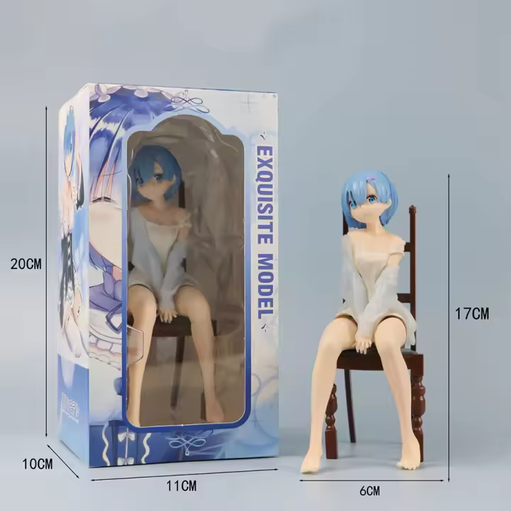 Figura De Acción Anime Re: Life in a Different World from Zero Rem Sentado En Silla Colección PVC Modelo Juguete Para Niños Regalo De Navidad 17cm - 1