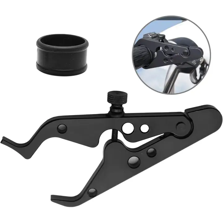 Control de crucero para motocicleta, bloqueo de acelerador duradero para motocicleta, asistencia de aceleración universal y liviana para muñeca, abrazadera de bloqueo de empuñadura de aleación de aluminio con anillo de silicona protector - 1
