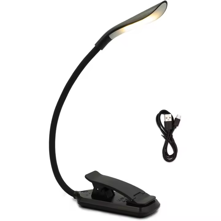 Lámpara De Lectura Recargable USB Clip-On Luz De Libro Ajustable Para Niños Auxiliar De Sueño Luz Para Kindle 3 Colores - 1