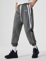 Lightweight Sweatpants for Men Casual Long Trousers with Elastic Waistband And Two Pockets Stripes Design Midweight Polyester Ankle-Length Pants - details 7